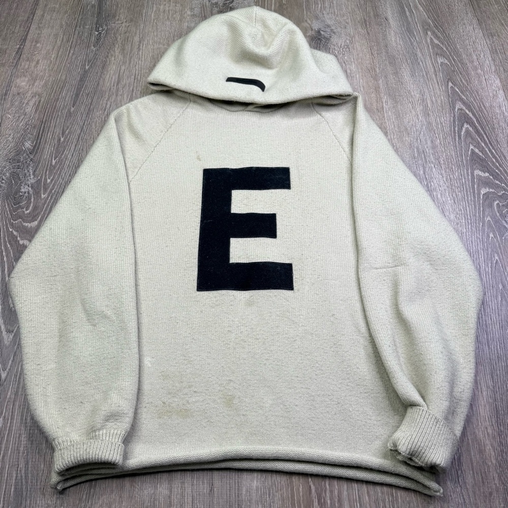 Fear of God Kids Cream Hoodie with Black Lettering